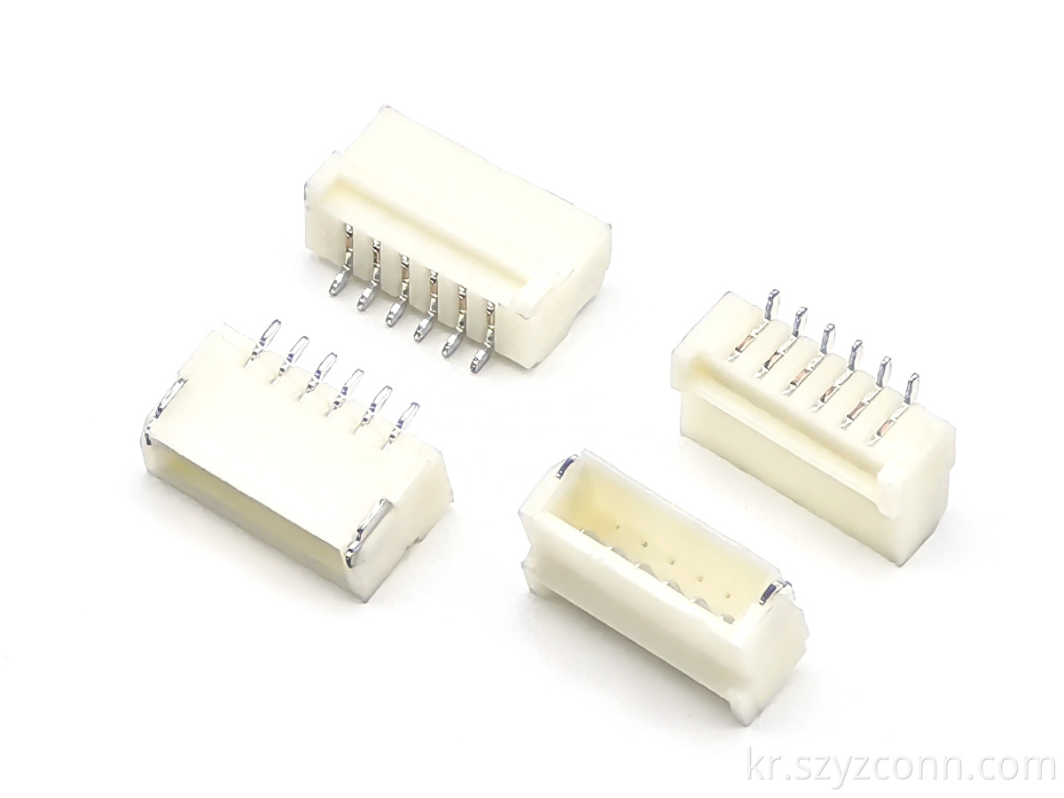 PH1.0mm Ultra-thin Right-angle Wafer SMT Type Pin Header Connector With Long Barbed 6P
